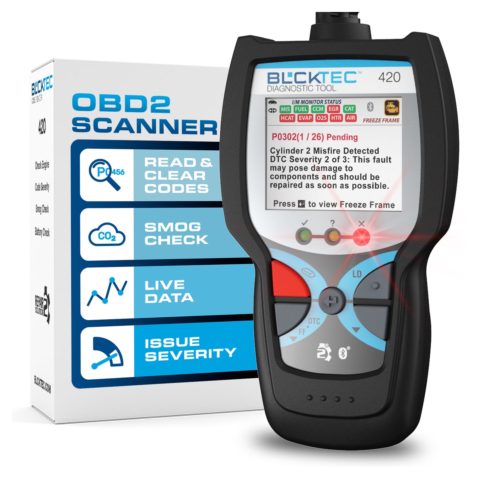 Error Code Car Handheld BLCKTEC 420 Car OBD2 Code Reader OBD2 Scanner Engine Fault Code Reader ...