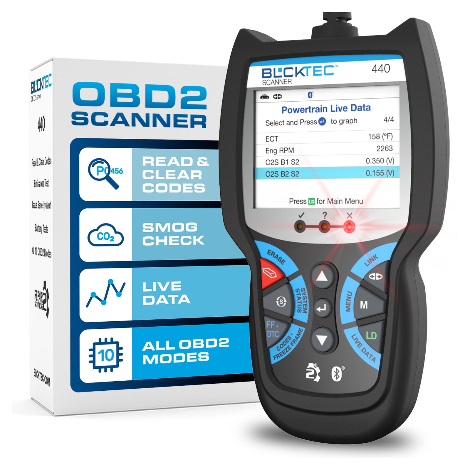 BLCKTEC 440 Car OBD2 Code Reader OBD2 Scanner Engine Fault Code Reader ...